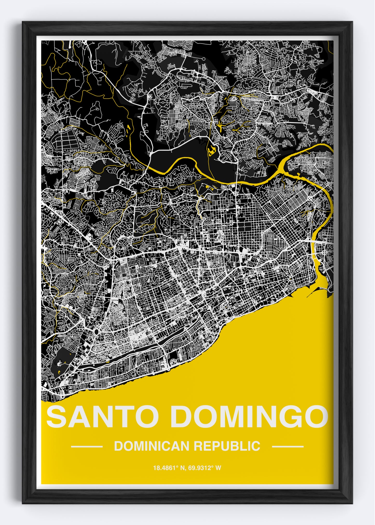 Dominican Republic - Santo Domingo Map Art Wall Print