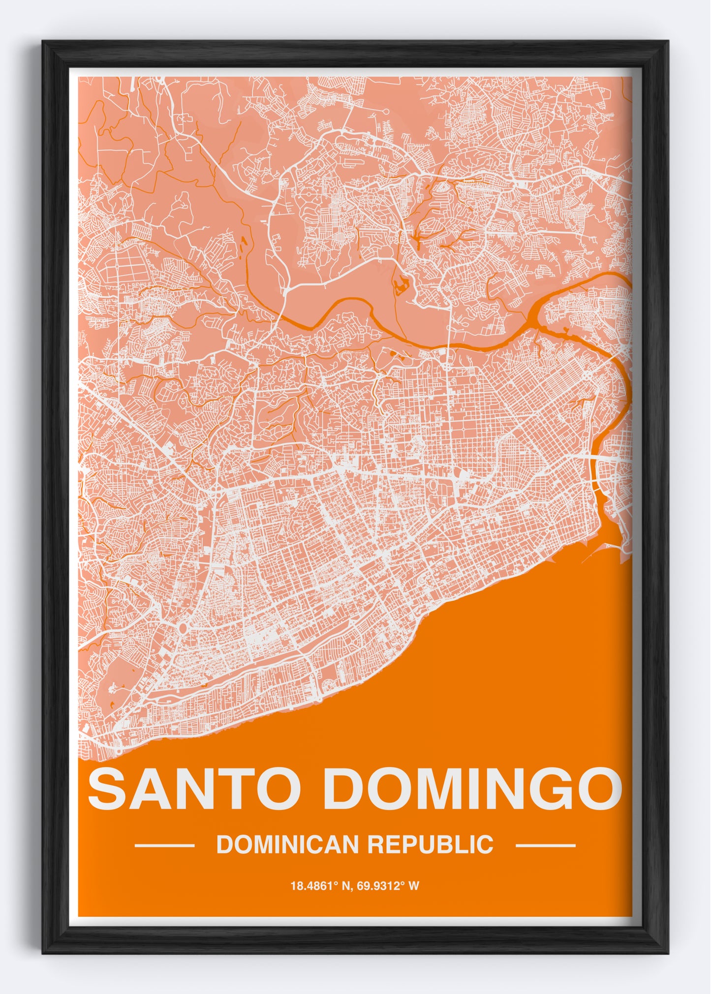 Dominican Republic - Santo Domingo Map Art Wall Print