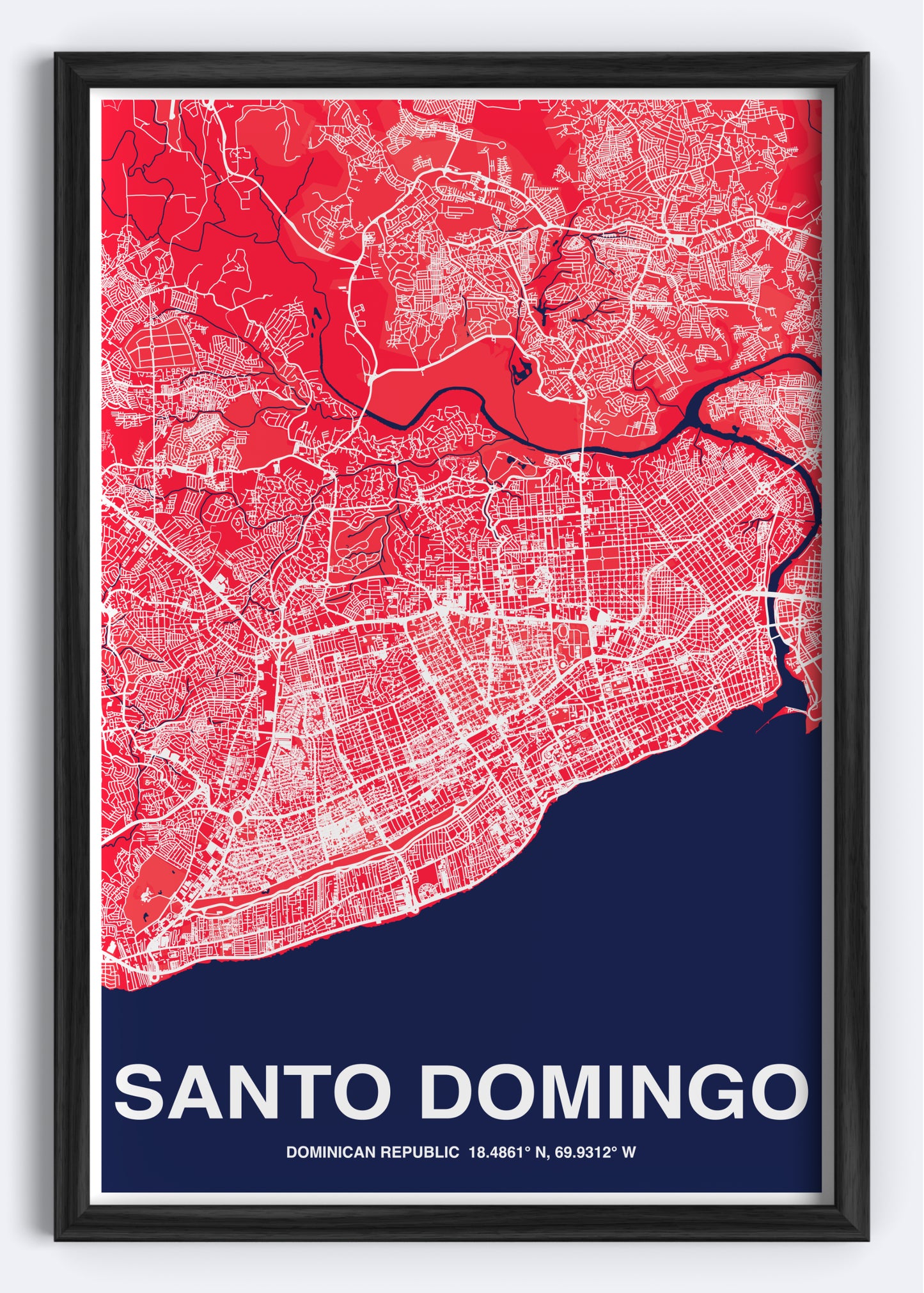 Dominican Republic - Santo Domingo Map Art Wall Print