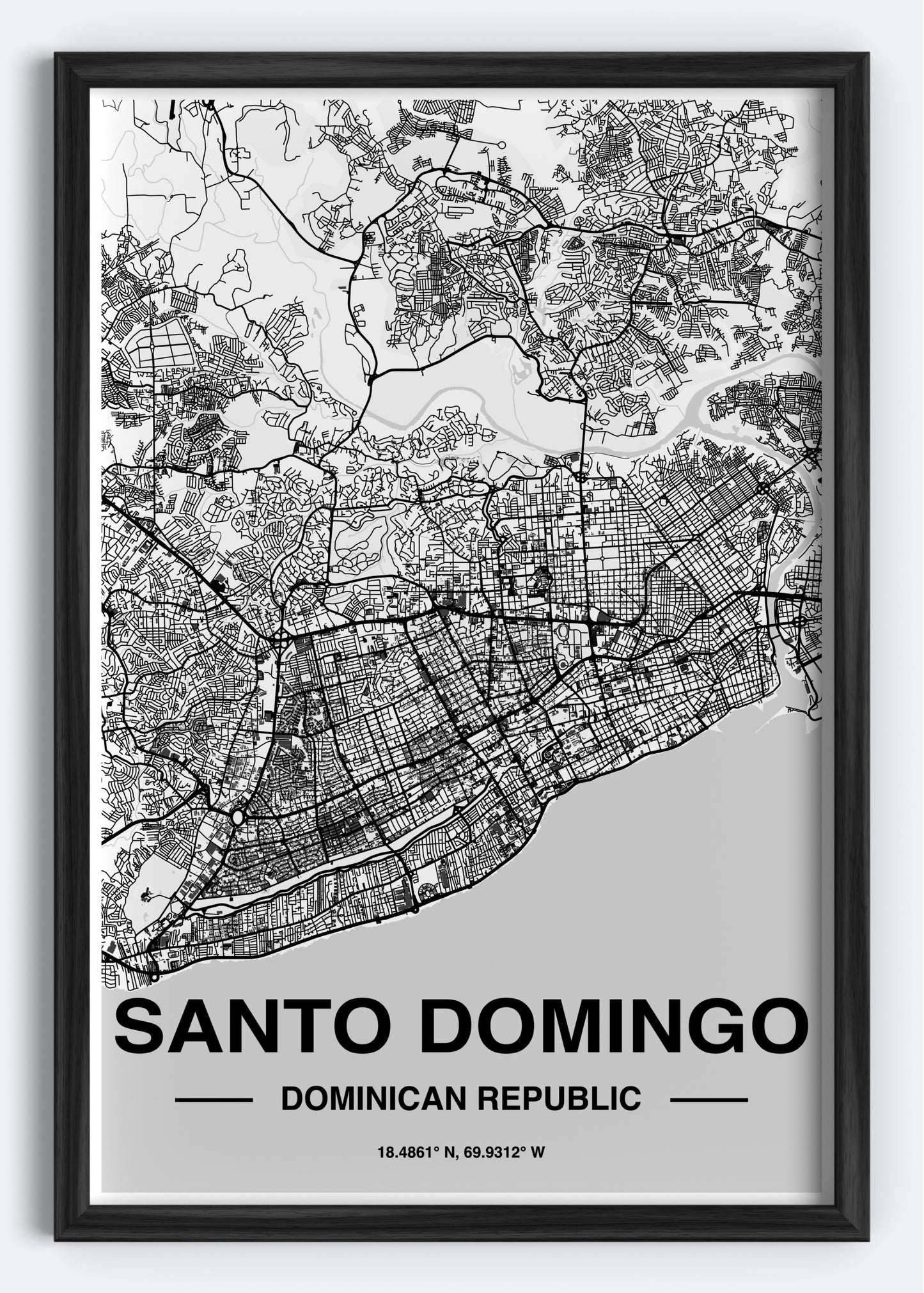 Dominican Republic - Santo Domingo Map Art Wall Print