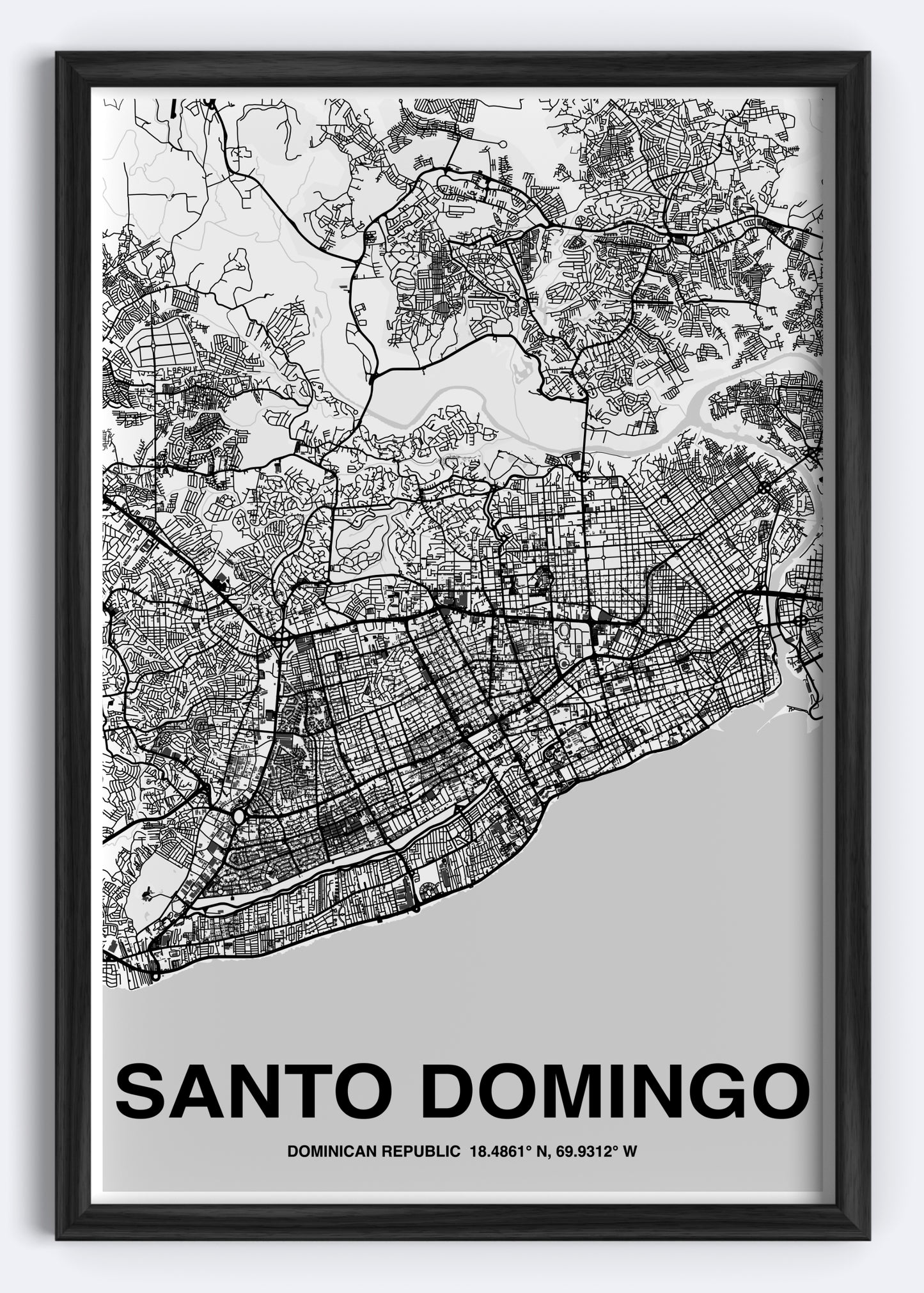 Dominican Republic - Santo Domingo Map Art Wall Print