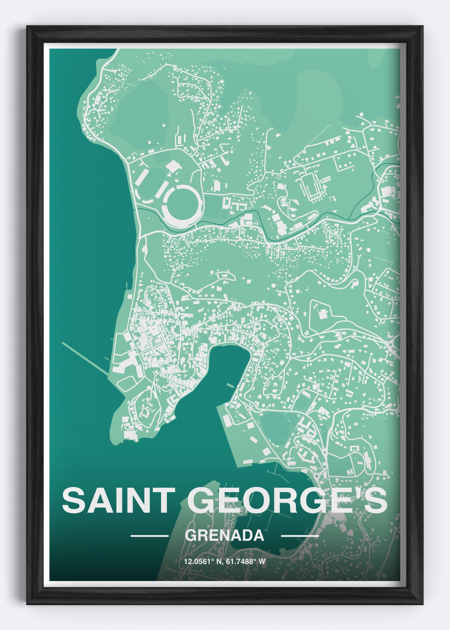 Grenada - St. George's Map Art Wall Print