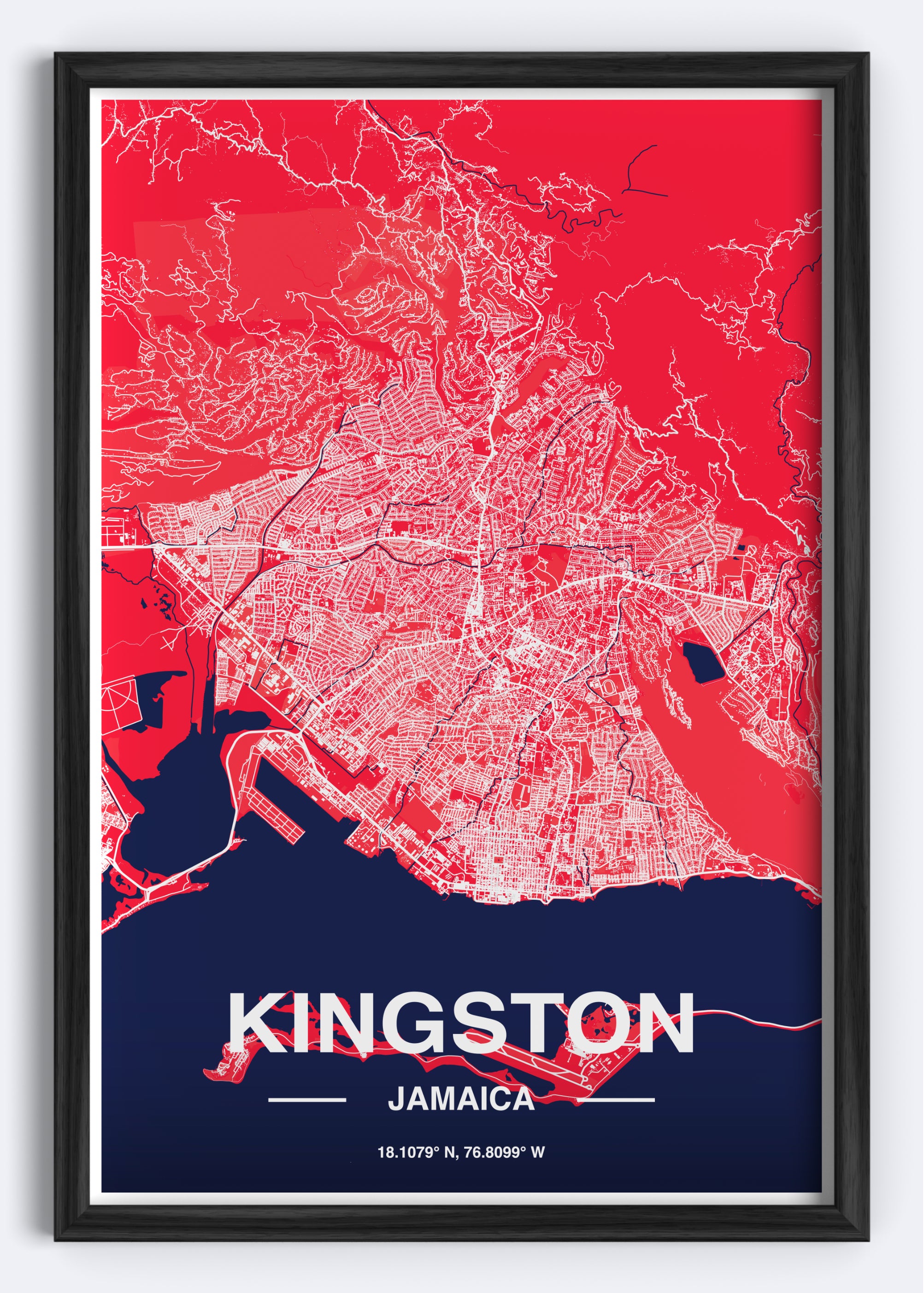 Jamaica - Kingston Map Art Wall Print – Caribbean Map Art Jamaica - Kingston Map Art Wall Print – Caribbean Map Art