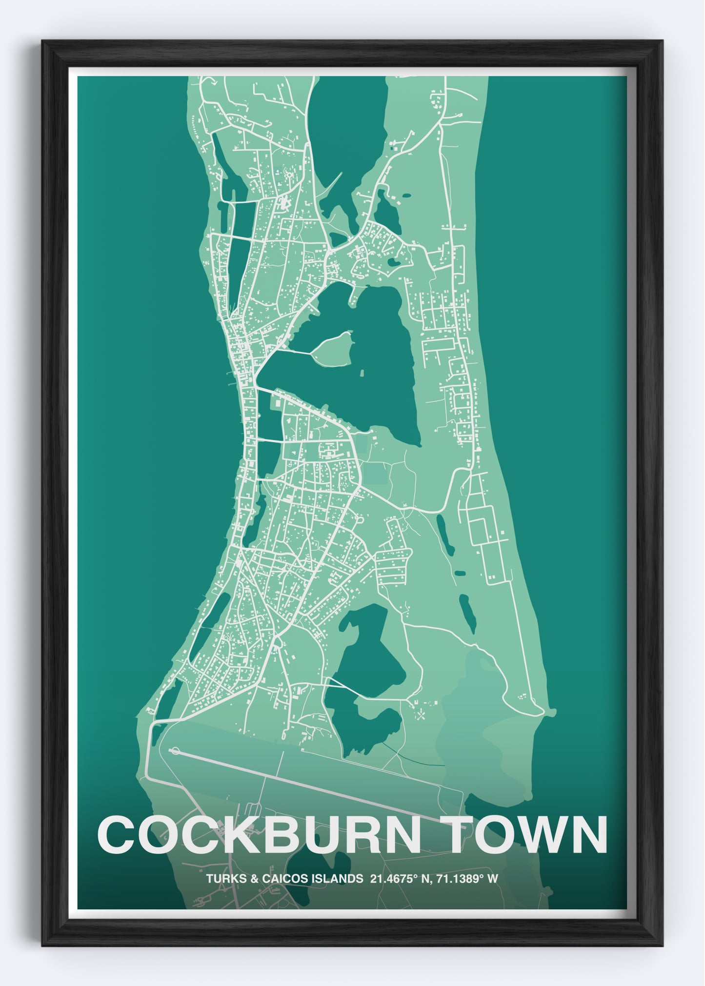 Turks & Caicos - Cockburn Town Map Art Wall Print