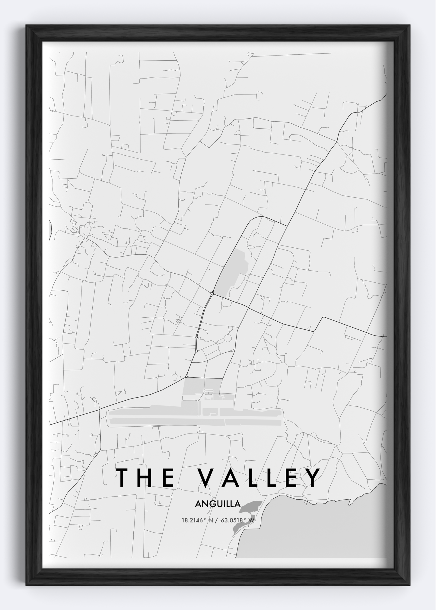 The Valley, Anguilla map wall art print