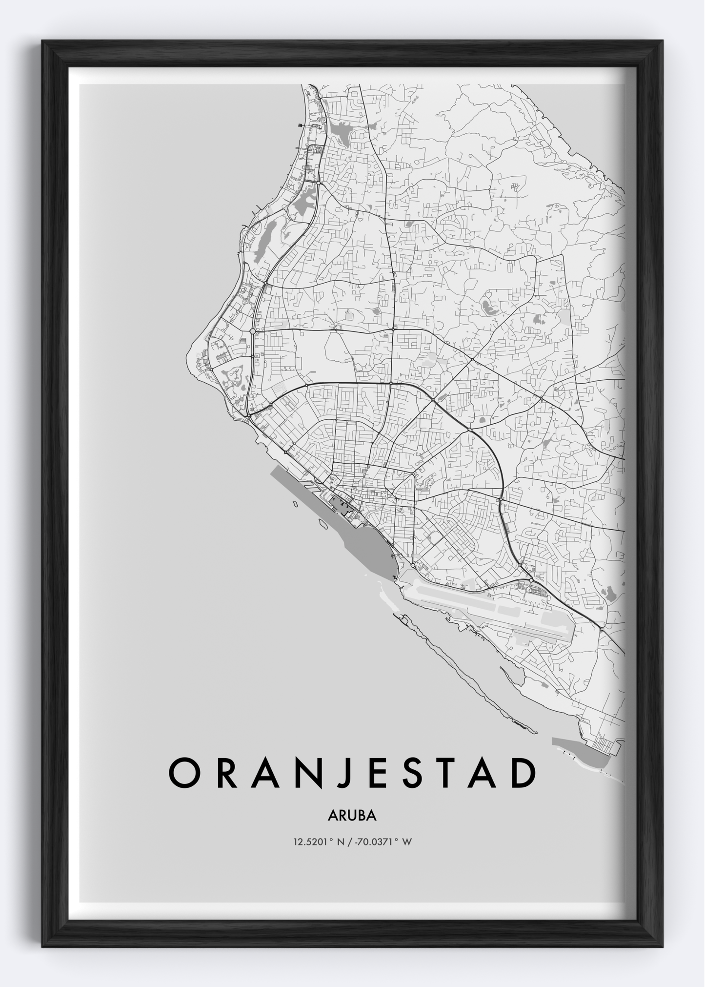 Oranjestad, Aruba map wall art print