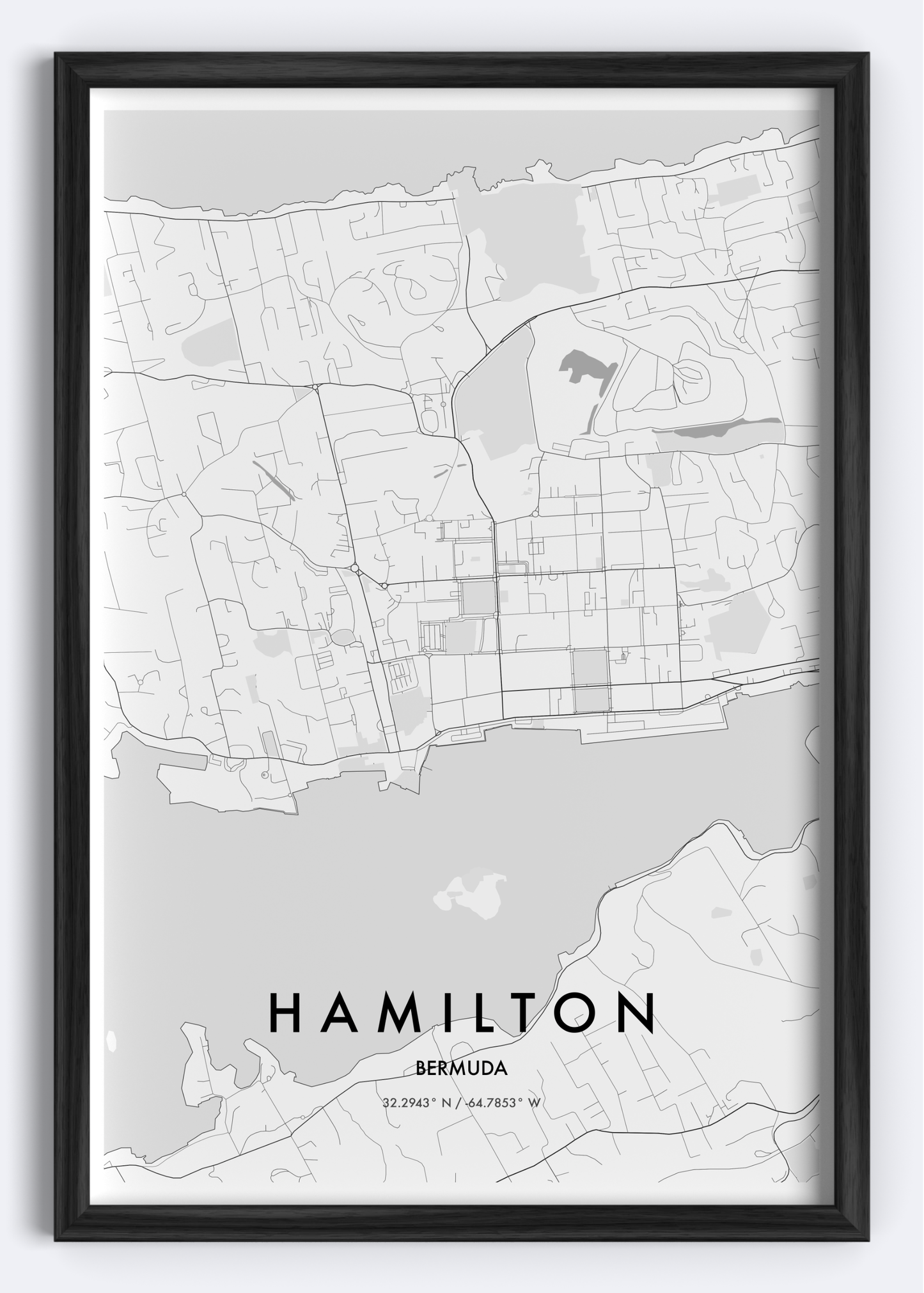 Hamilton, Bermuda map wall art print
