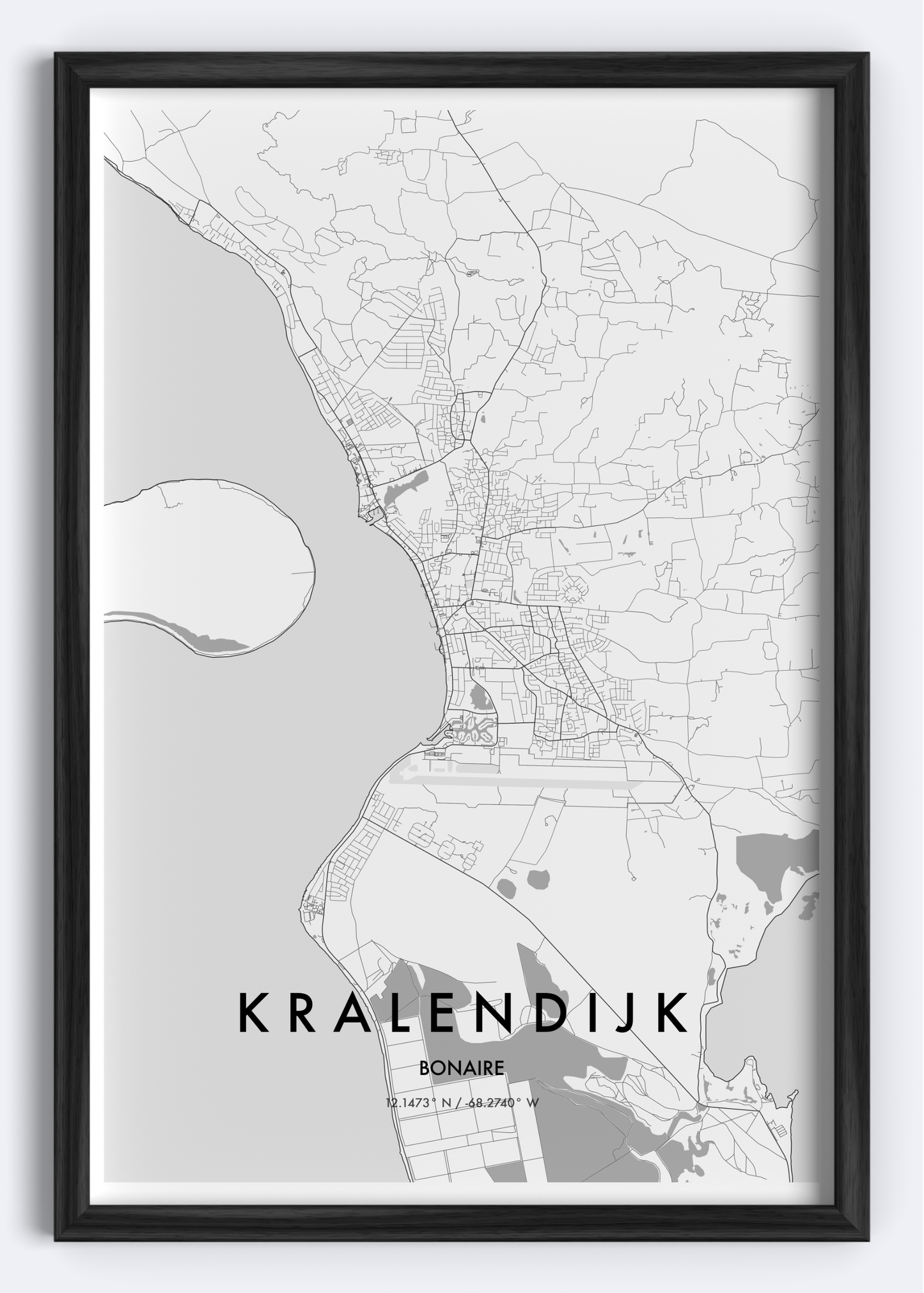 Kralendijk, Bonaire map wall art print