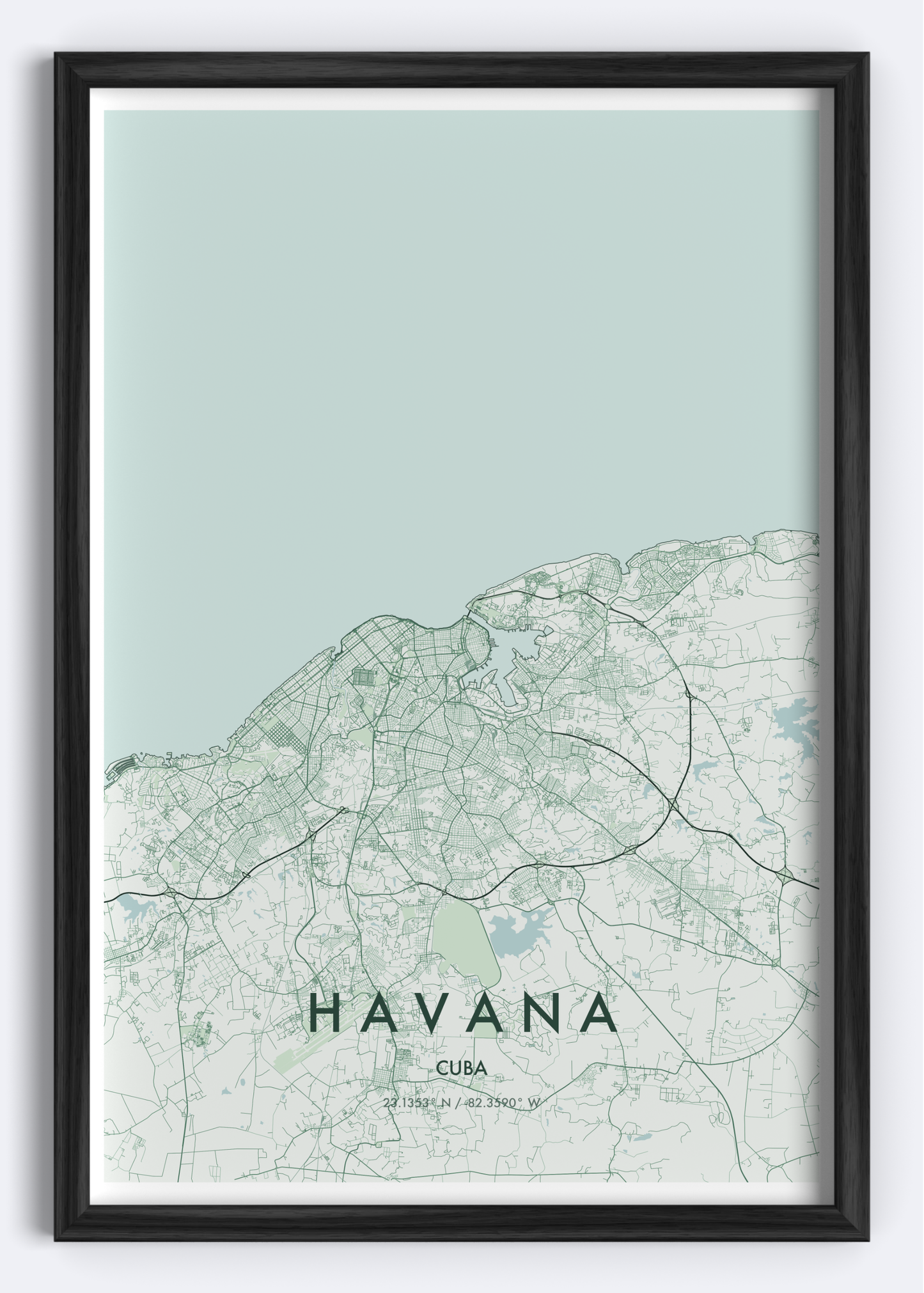 Havana, Cuba map wall art print