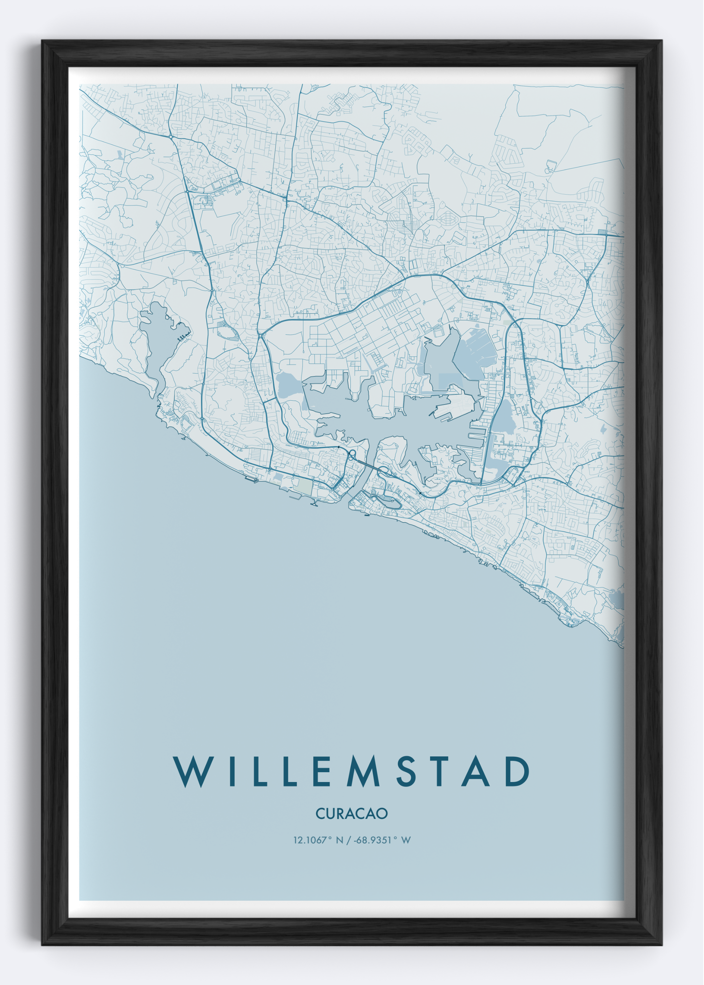 Willemstad, Curaçao map wall art print