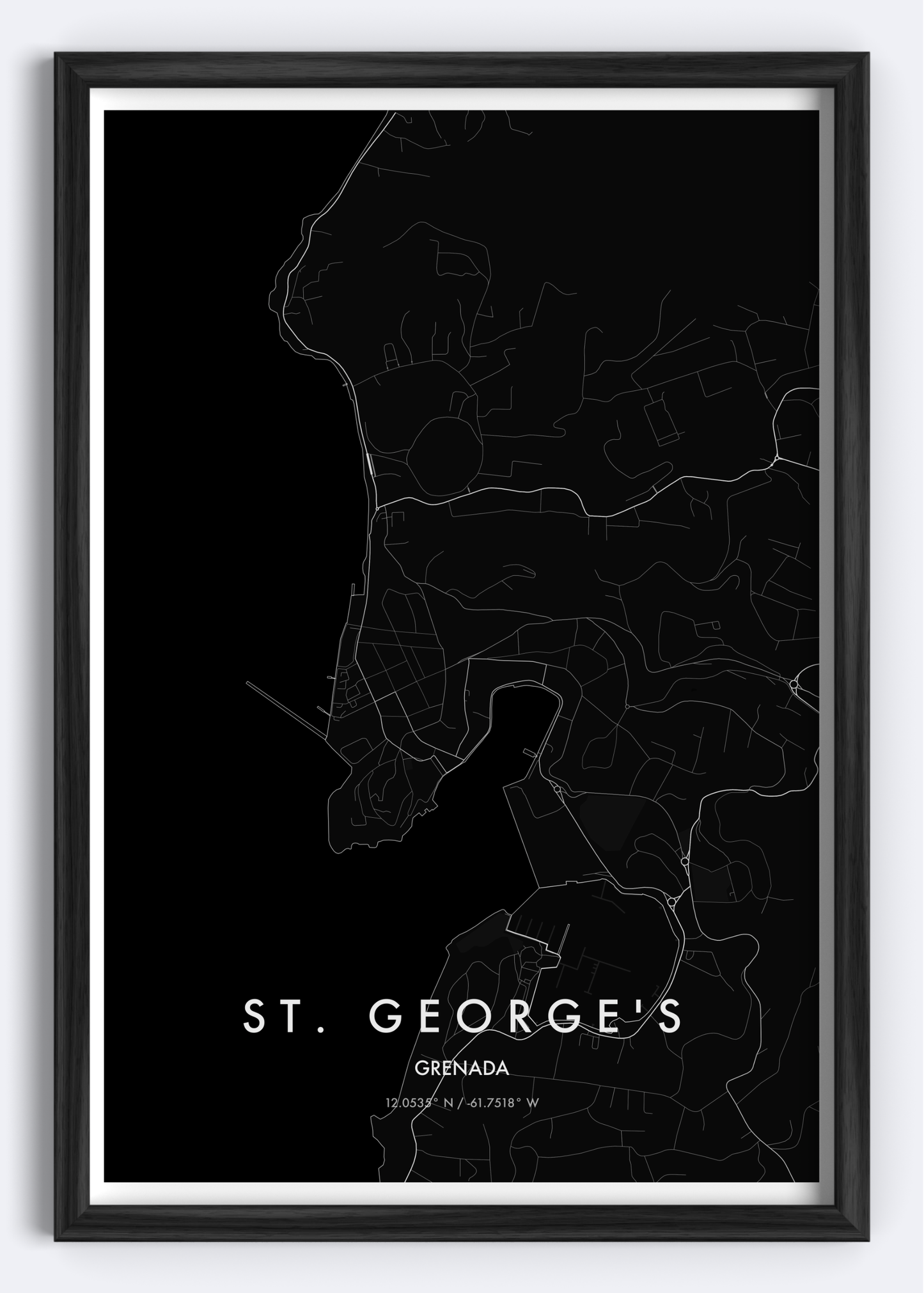 St. George's, Grenada map wall art print