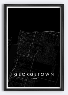 Georgetown, Guyana map wall art print