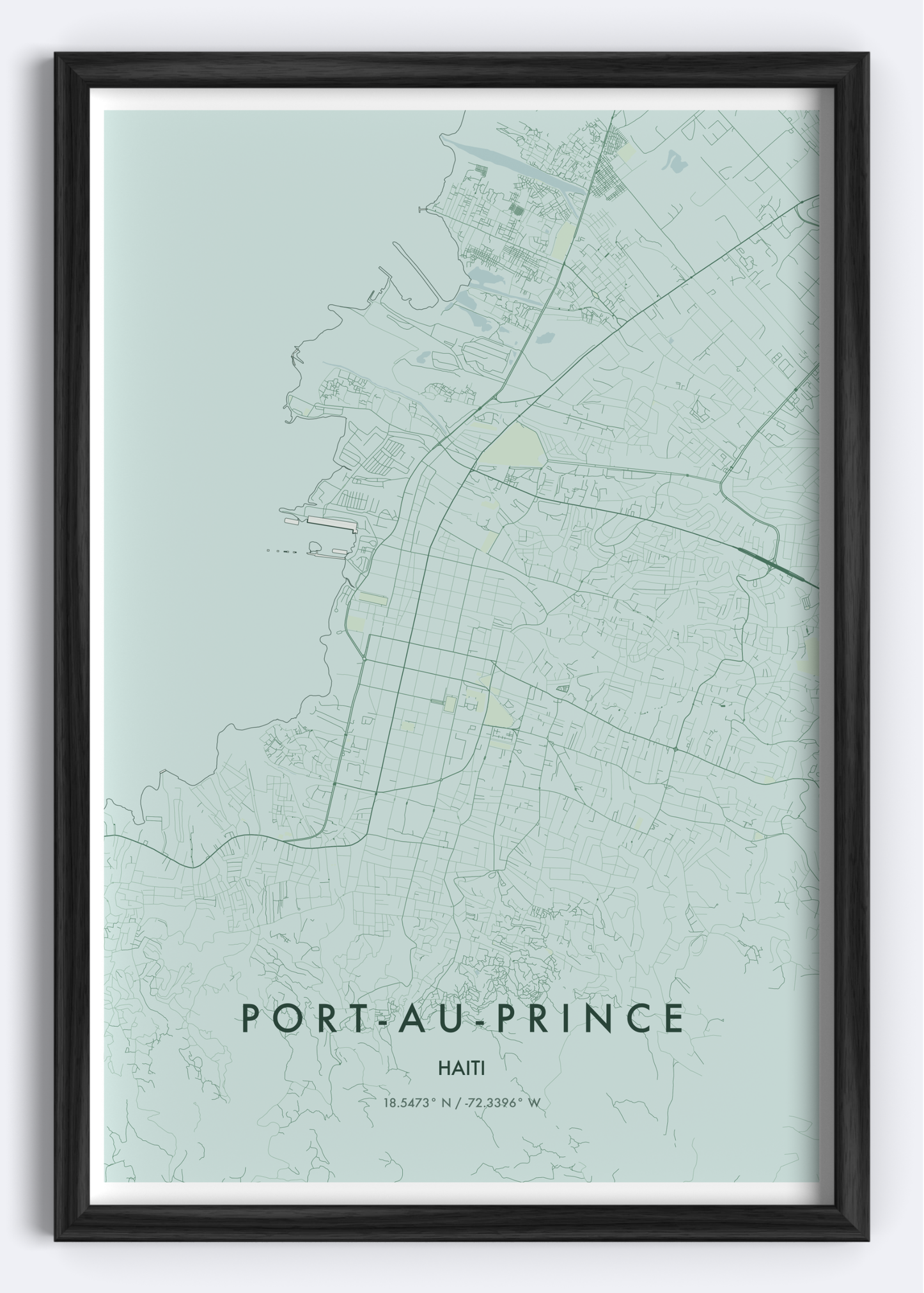Port-au-Prince, Haiti map wall art print