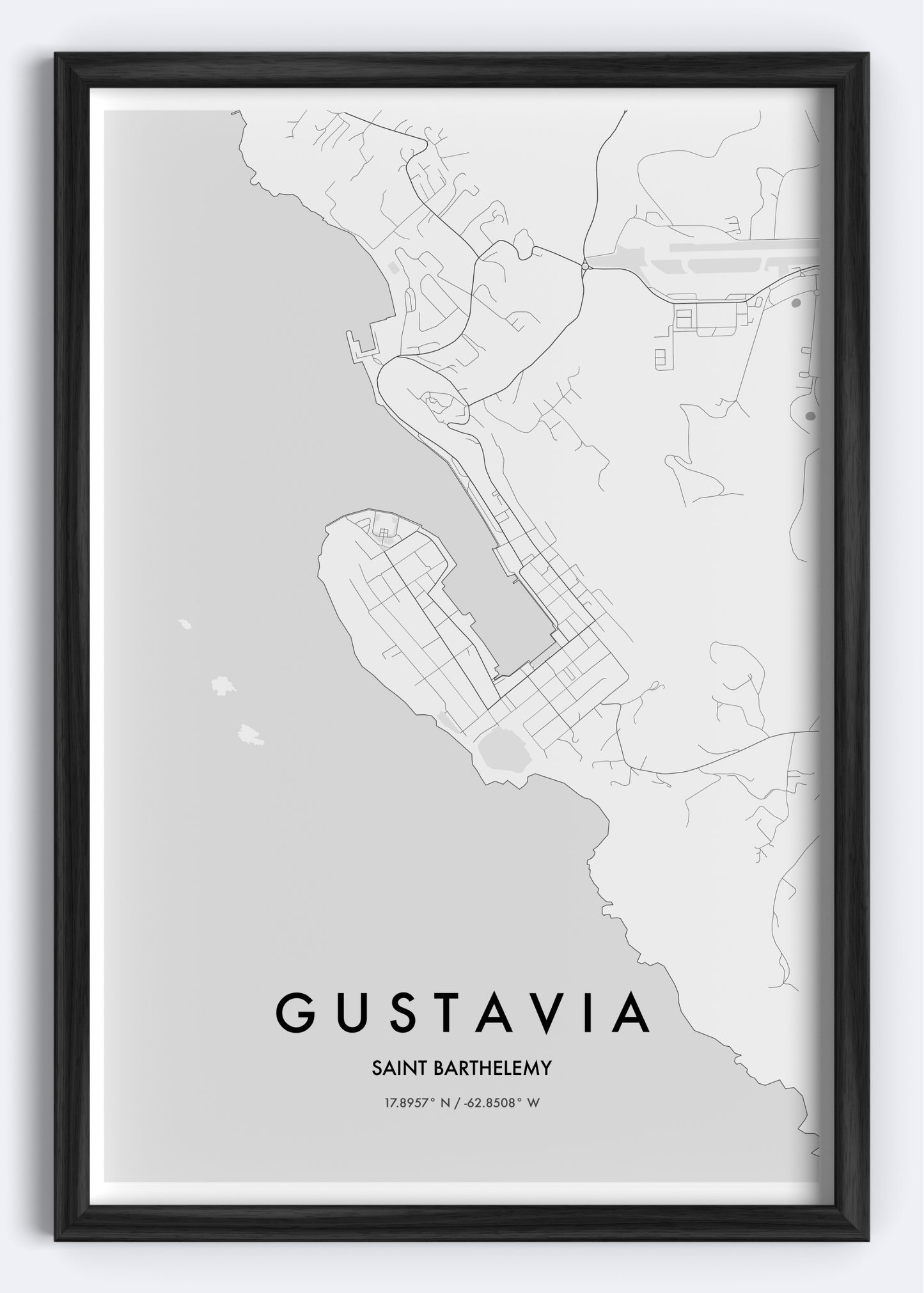 Gustavia, Saint Barthelemy map wall art print