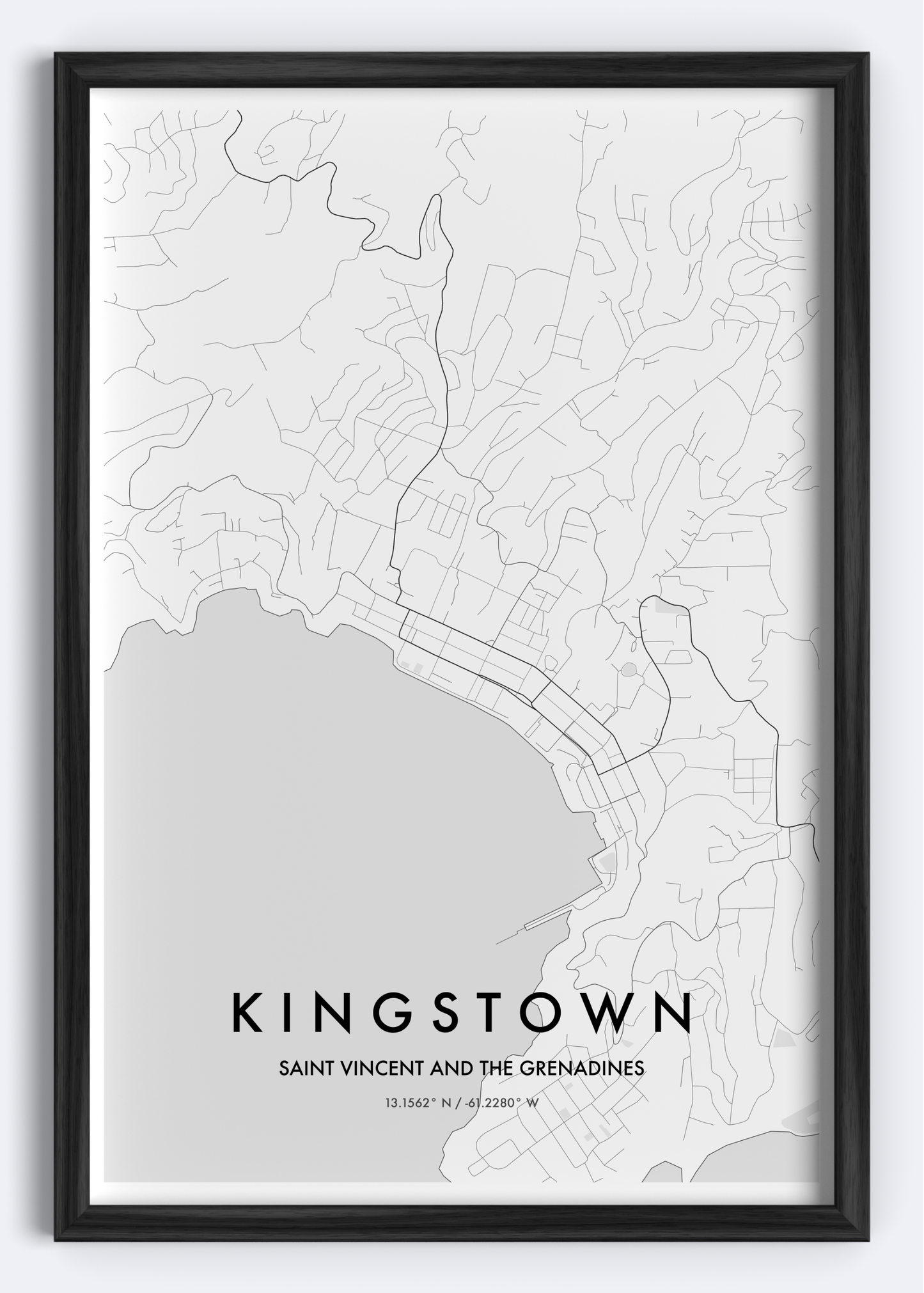 Kingstown, St. Vincent and the Grenadines map wall art print
