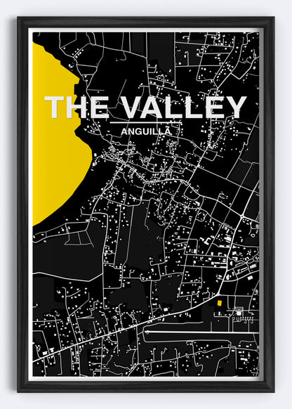 Anguilla - The Valley Map Art Wall Print