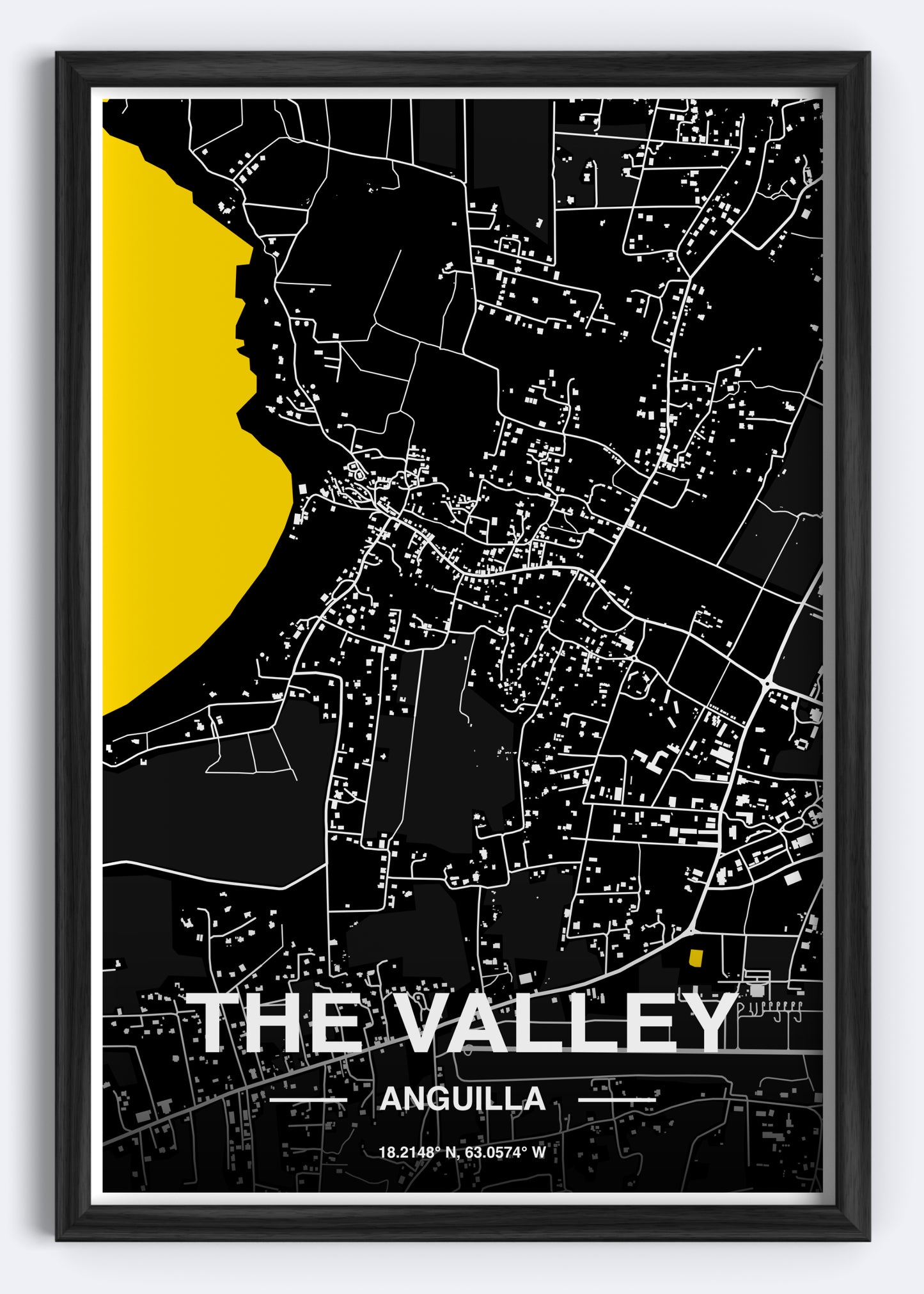 Anguilla - The Valley Map Art Wall Print