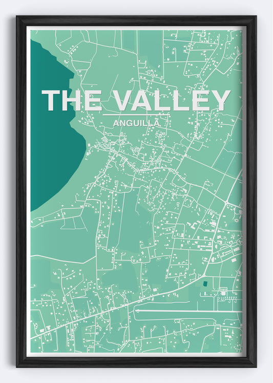 Anguilla - The Valley Map Art Wall Print