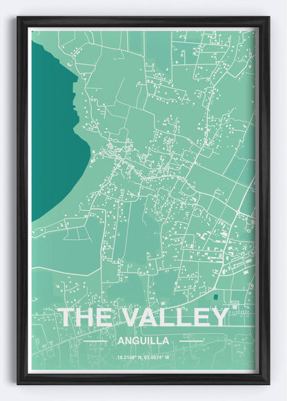 Anguilla - The Valley Map Art Wall Print