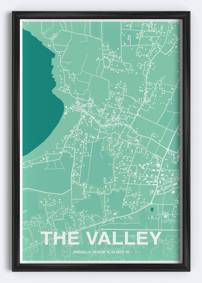 Anguilla - The Valley Map Art Wall Print