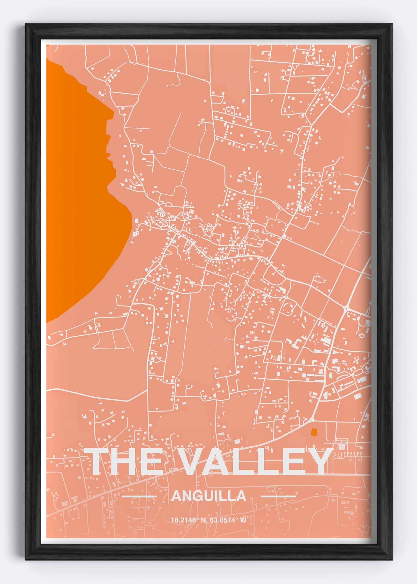 Anguilla - The Valley Map Art Wall Print