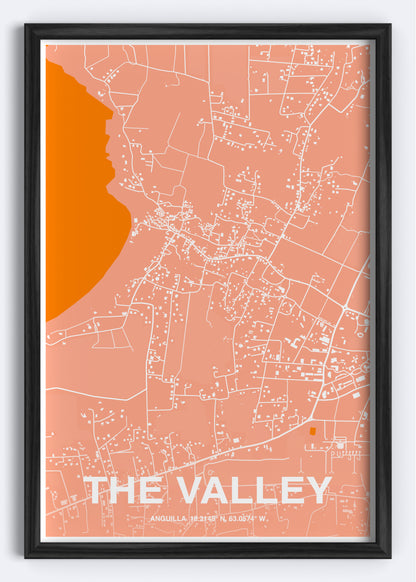 Anguilla - The Valley Map Art Wall Print