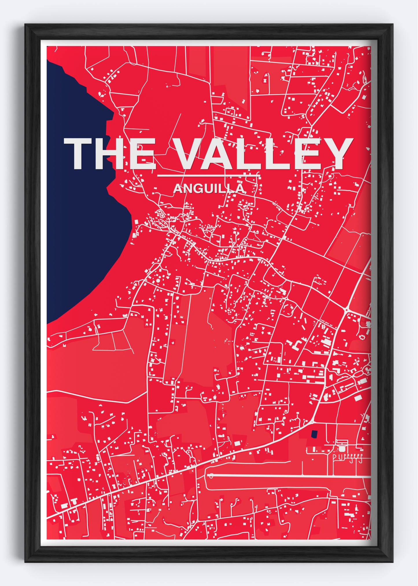 Anguilla - The Valley Map Art Wall Print