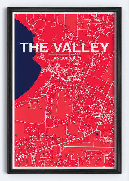 Anguilla - The Valley Map Art Wall Print