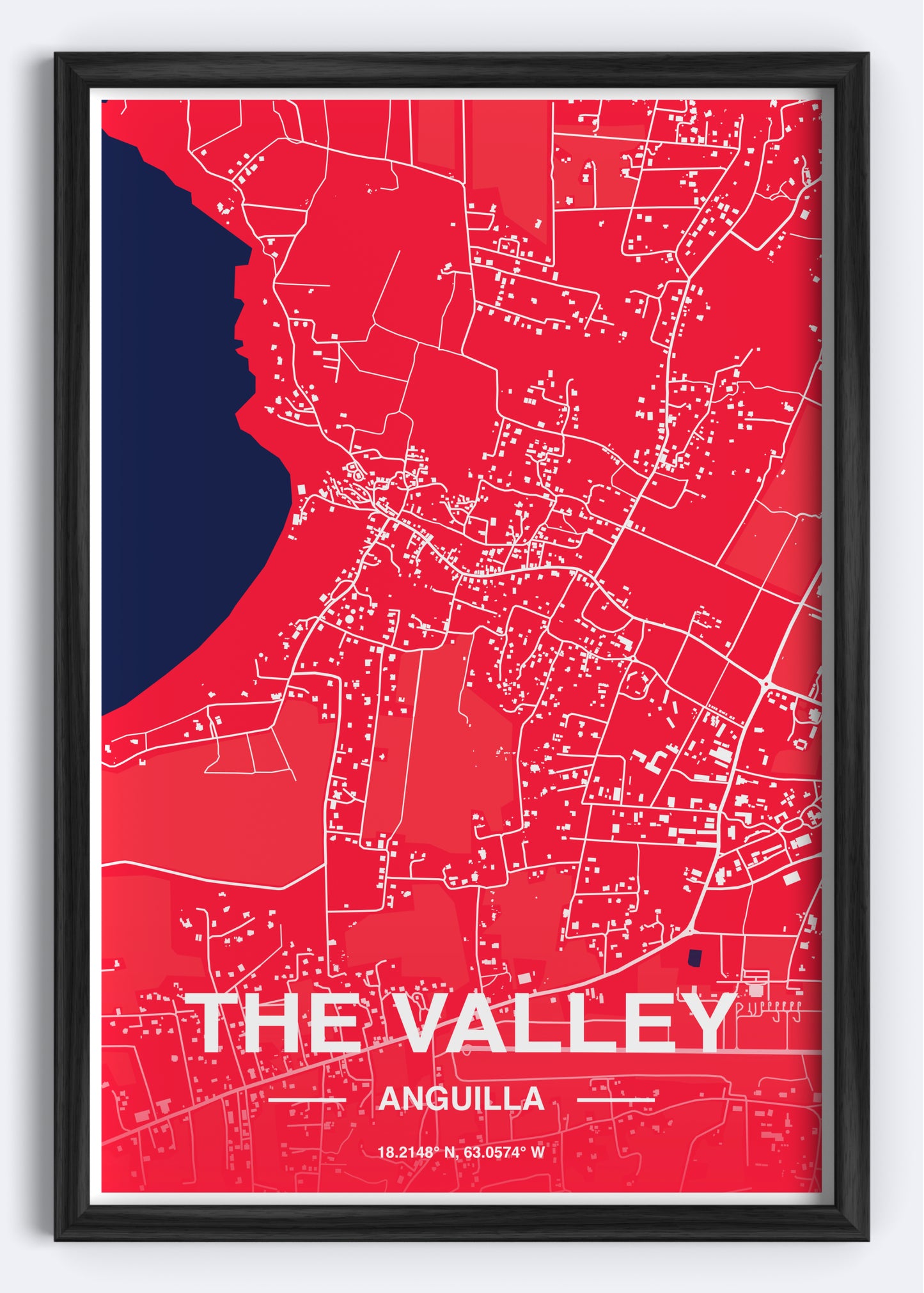 Anguilla - The Valley Map Art Wall Print