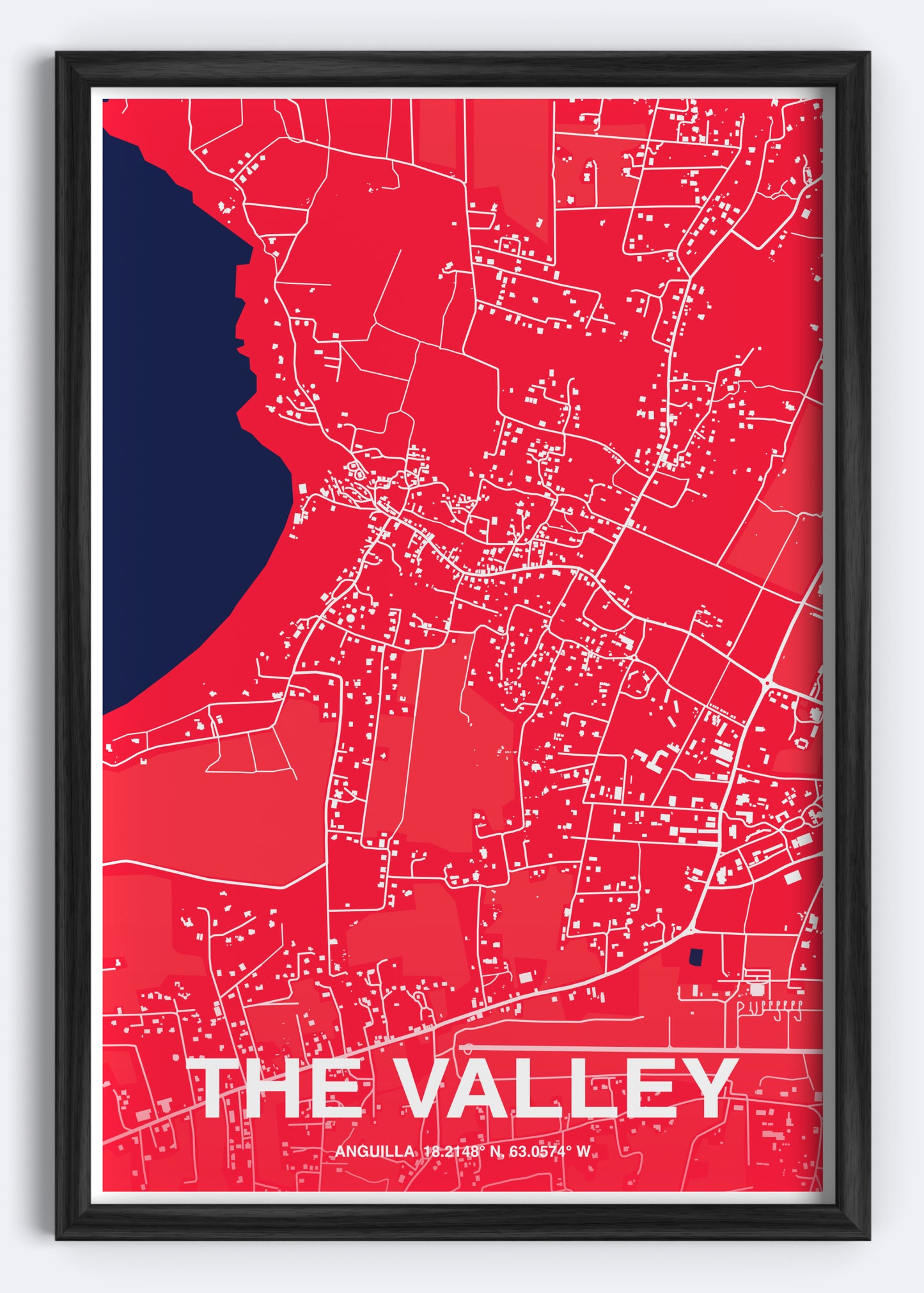 Anguilla - The Valley Map Art Wall Print