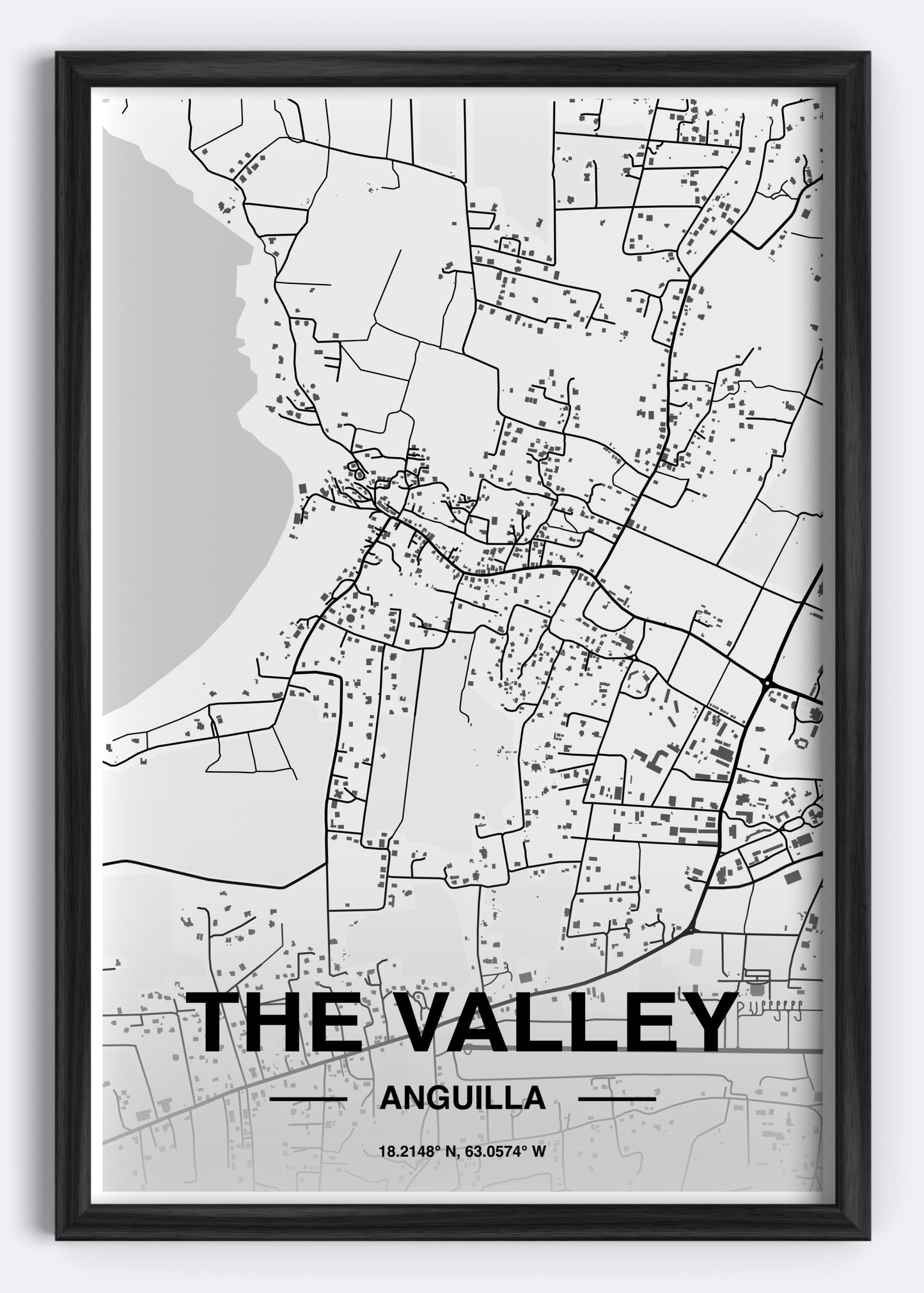 Anguilla - The Valley Map Art Wall Print