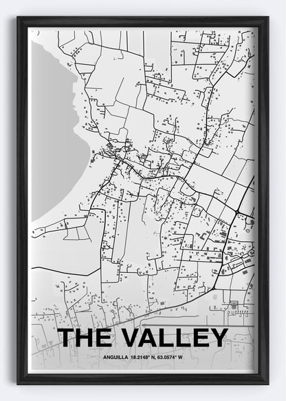 Anguilla - The Valley Map Art Wall Print