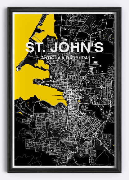 Antigua & Barbuda - Saint John's Map Art Wall Print