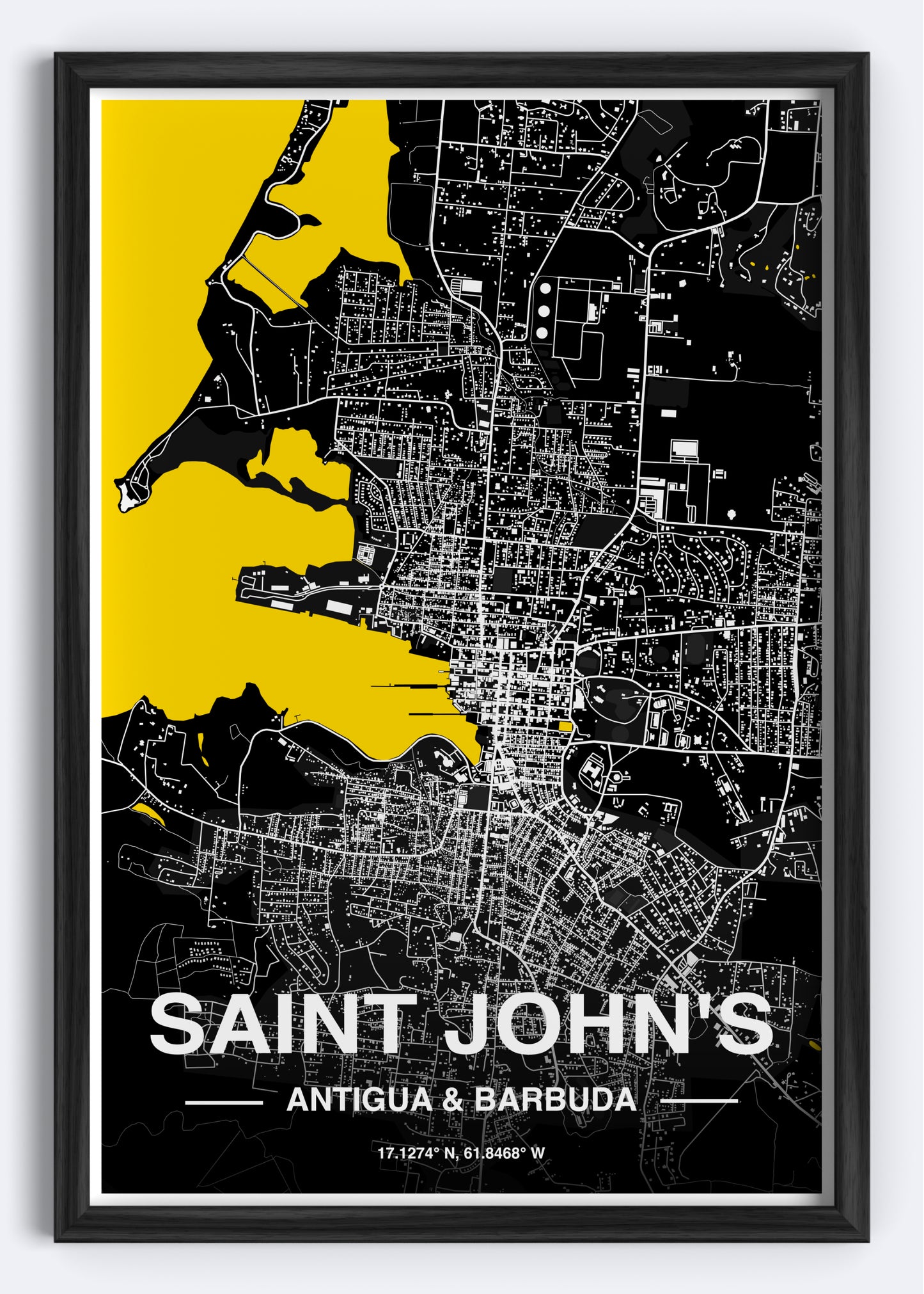 Antigua & Barbuda - Saint John's Map Art Wall Print