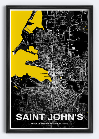 Antigua & Barbuda - Saint John's Map Art Wall Print