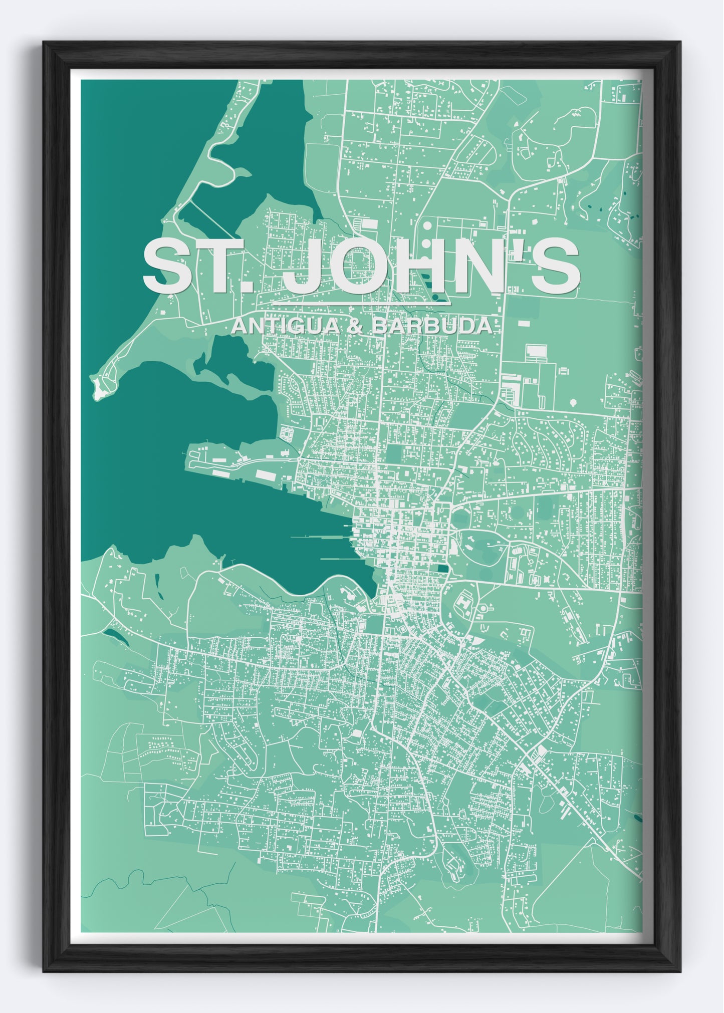 Antigua & Barbuda - Saint John's Map Art Wall Print