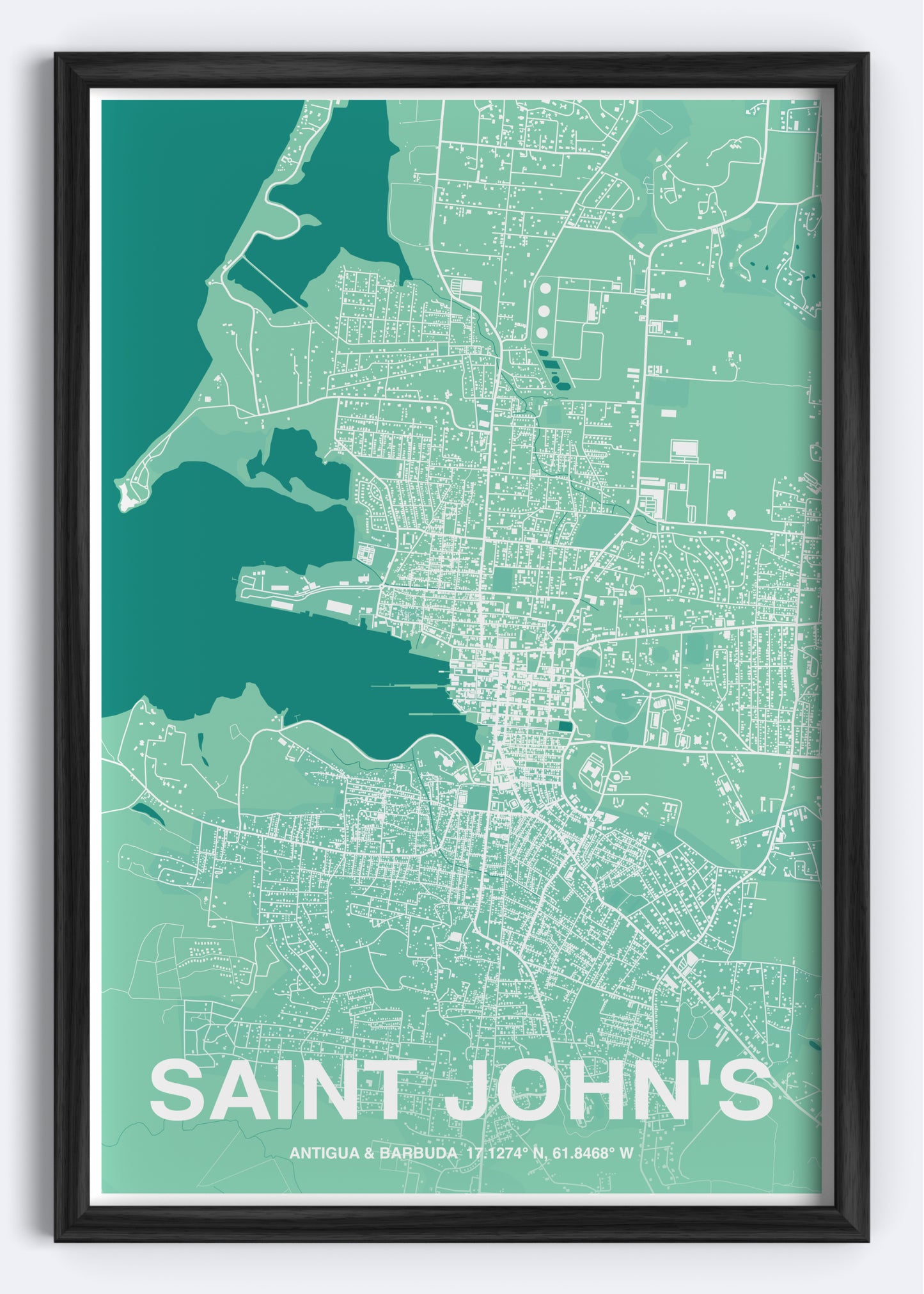 Antigua & Barbuda - Saint John's Map Art Wall Print