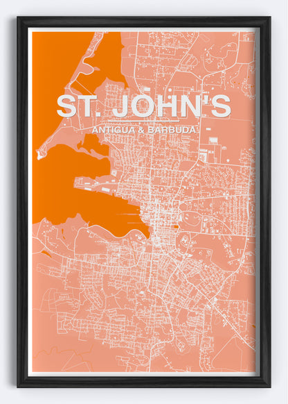 Antigua & Barbuda - Saint John's Map Art Wall Print