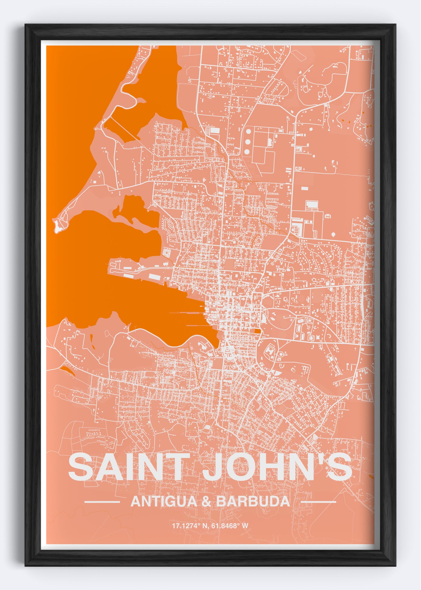 Antigua & Barbuda - Saint John's Map Art Wall Print