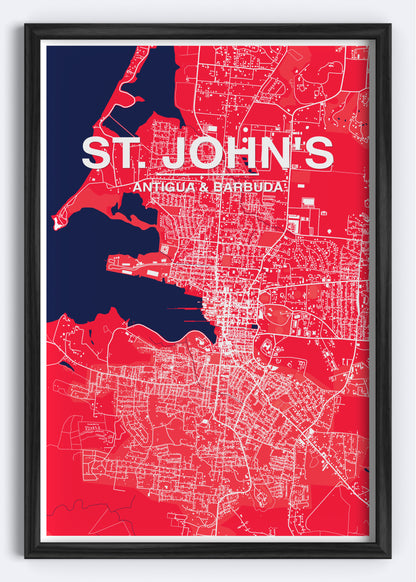 Antigua & Barbuda - Saint John's Map Art Wall Print