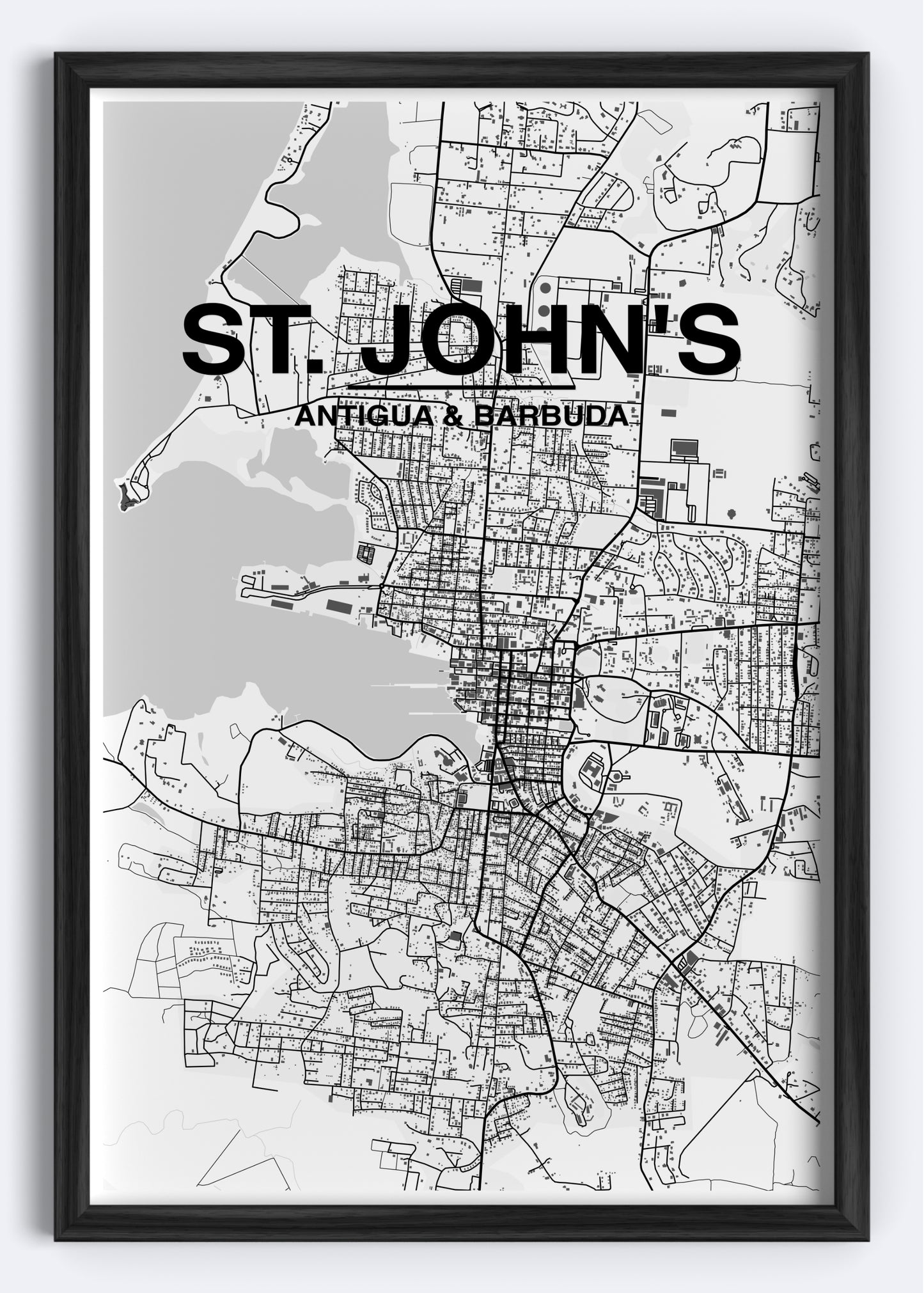 Antigua & Barbuda - Saint John's Map Art Wall Print