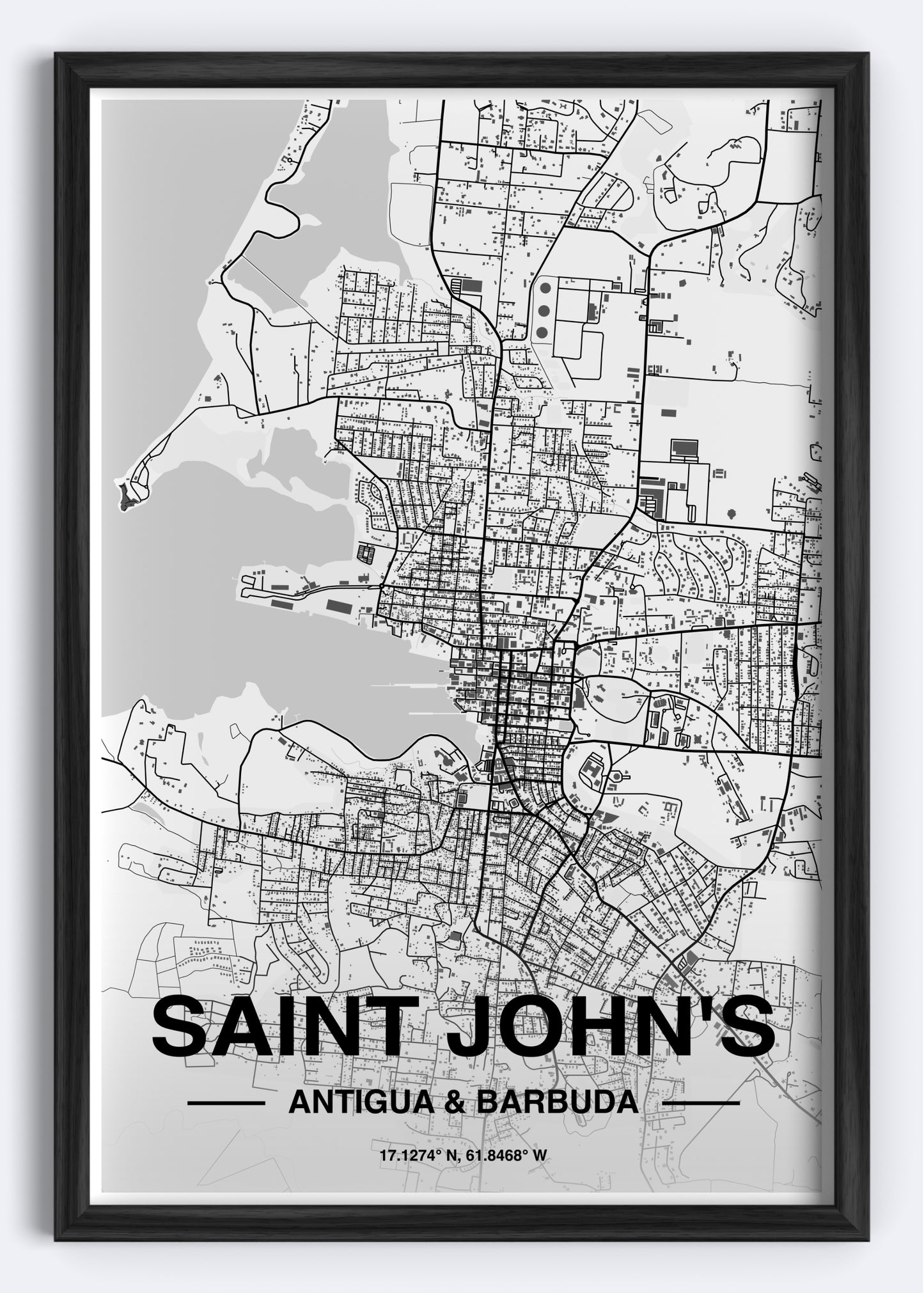 Antigua & Barbuda - Saint John's Map Art Wall Print