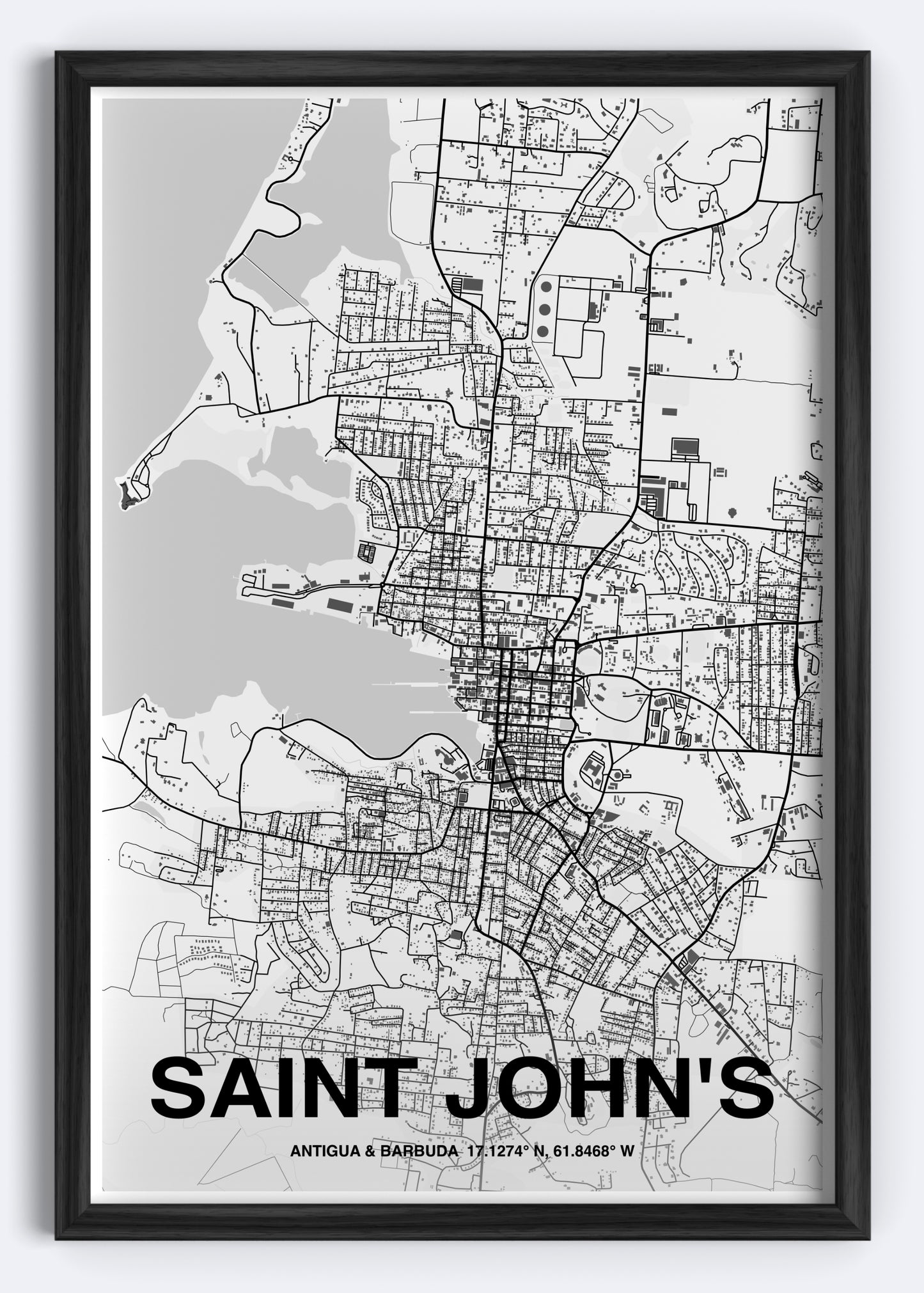 Antigua & Barbuda - Saint John's Map Art Wall Print