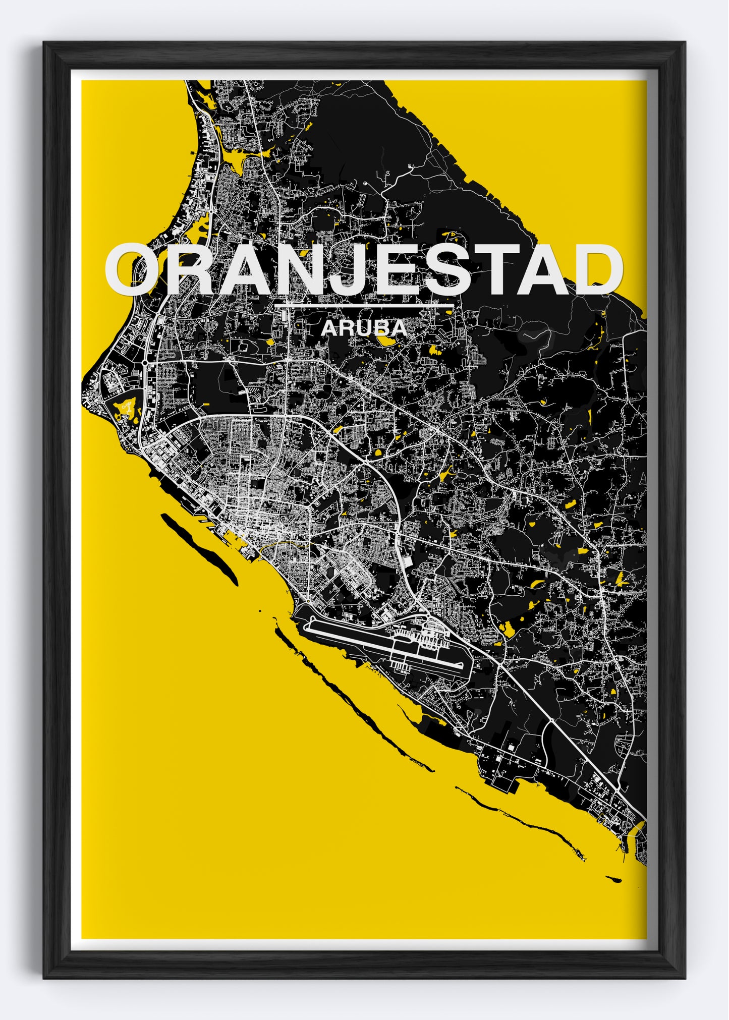 Aruba - Oranjestad Map Art Wall Print