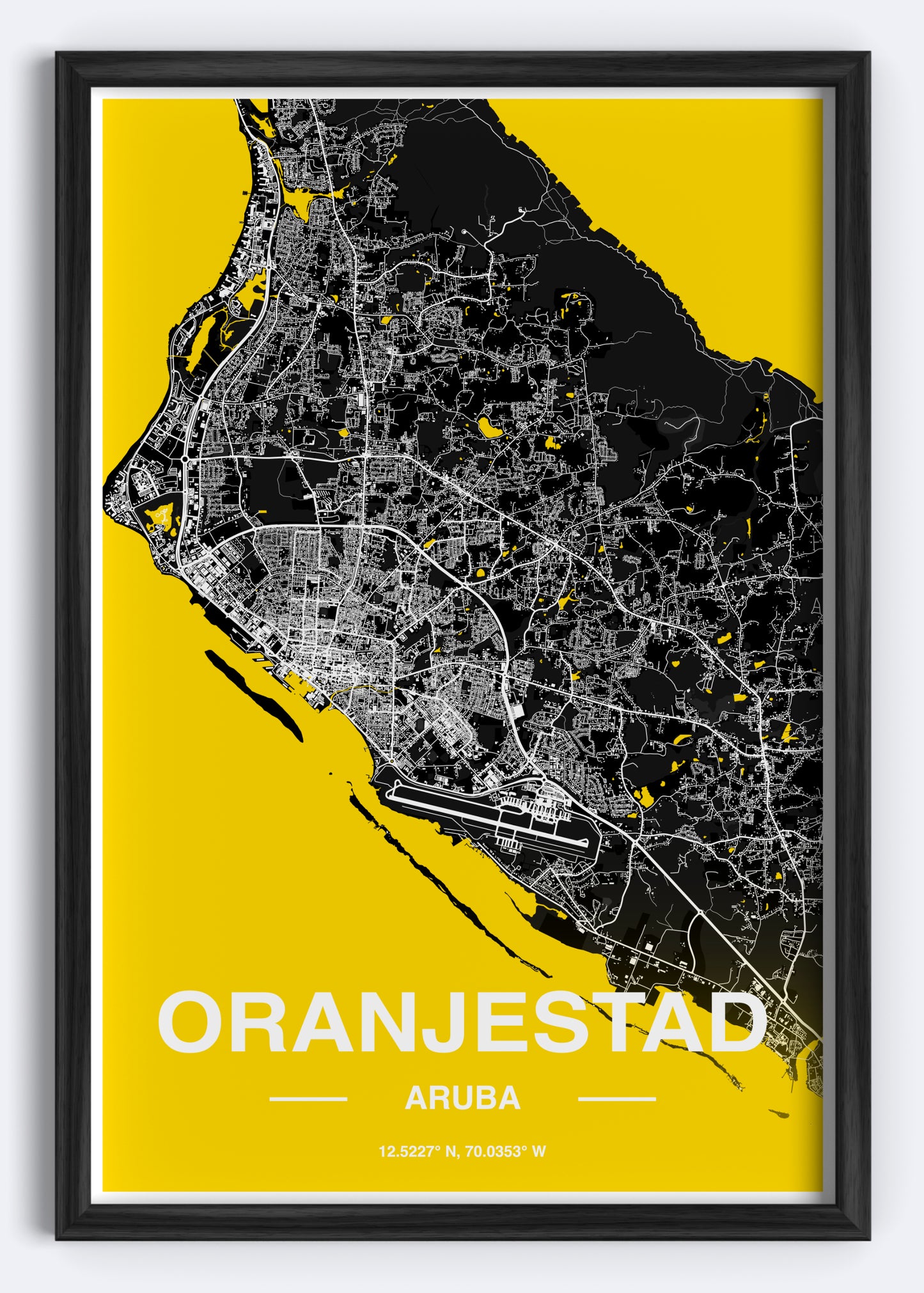 Aruba - Oranjestad Map Art Wall Print