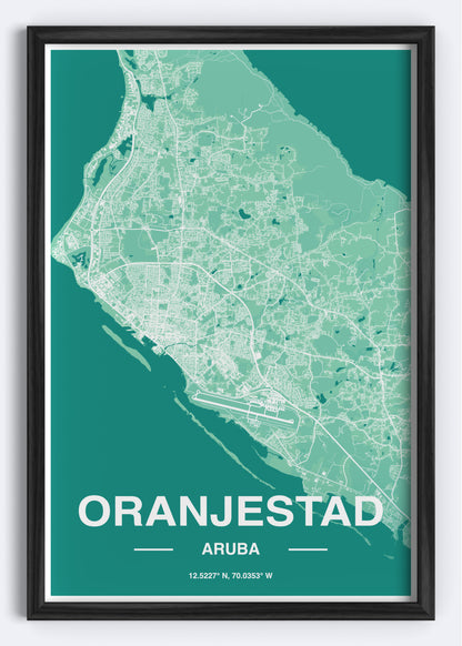 Aruba - Oranjestad Map Art Wall Print