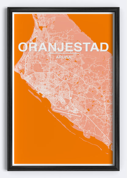 Aruba - Oranjestad Map Art Wall Print