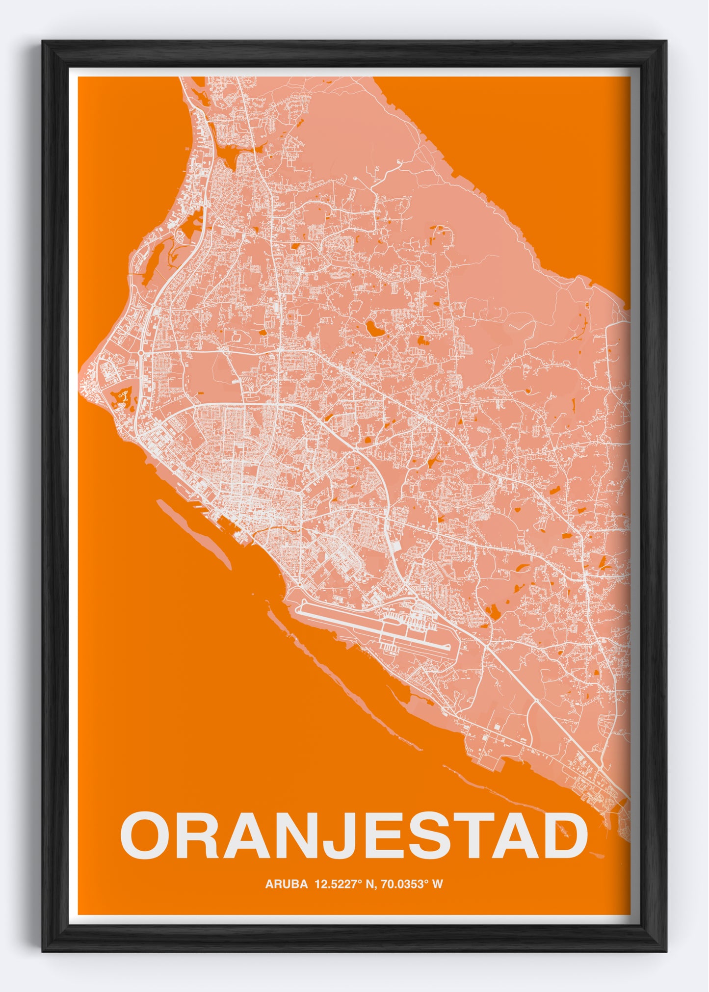 Aruba - Oranjestad Map Art Wall Print