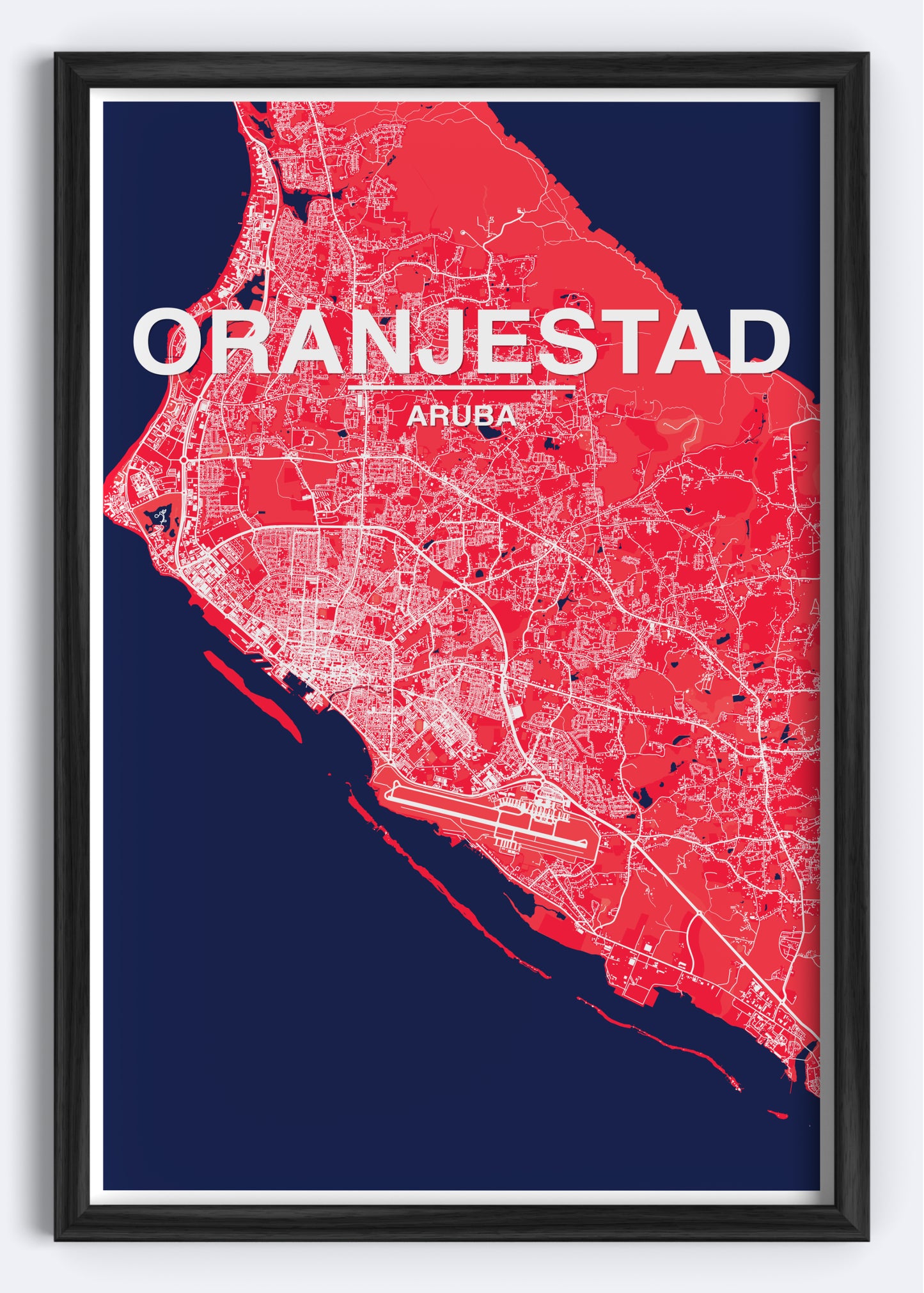 Aruba - Oranjestad Map Art Wall Print