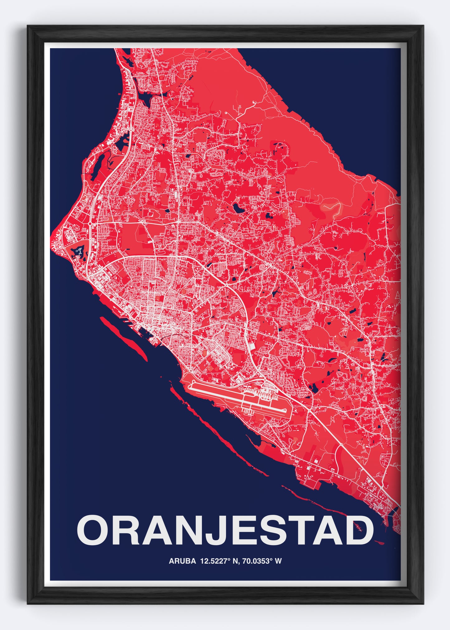 Aruba - Oranjestad Map Art Wall Print